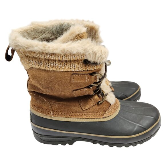 Lands End Womens Insulated Duck Boots With Faux Fur Suede Upper & Rubber Sole - Picture 4 of 8